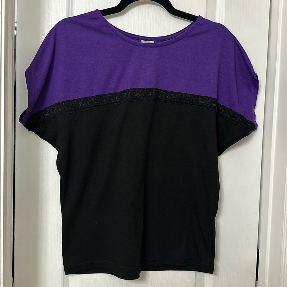 Cleek color block purple and black dolman top size L